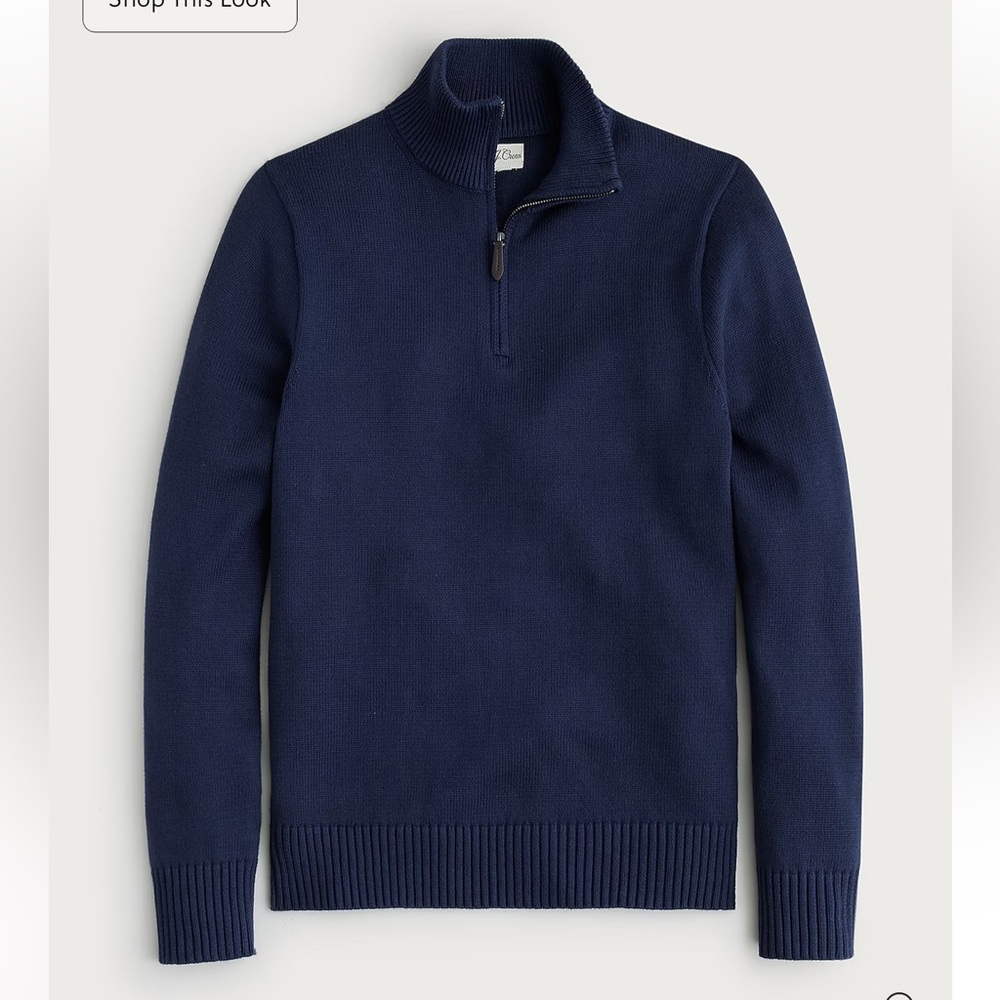 J. Crew Harbor Cotton Navy Quarter-Zip Sweater Large